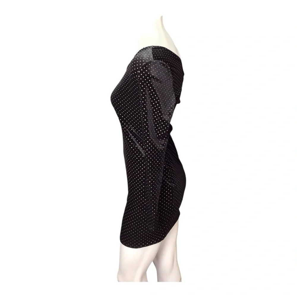 Vintage Y2K Say What? Black and Gold One-Shoulder Dress EUC size M